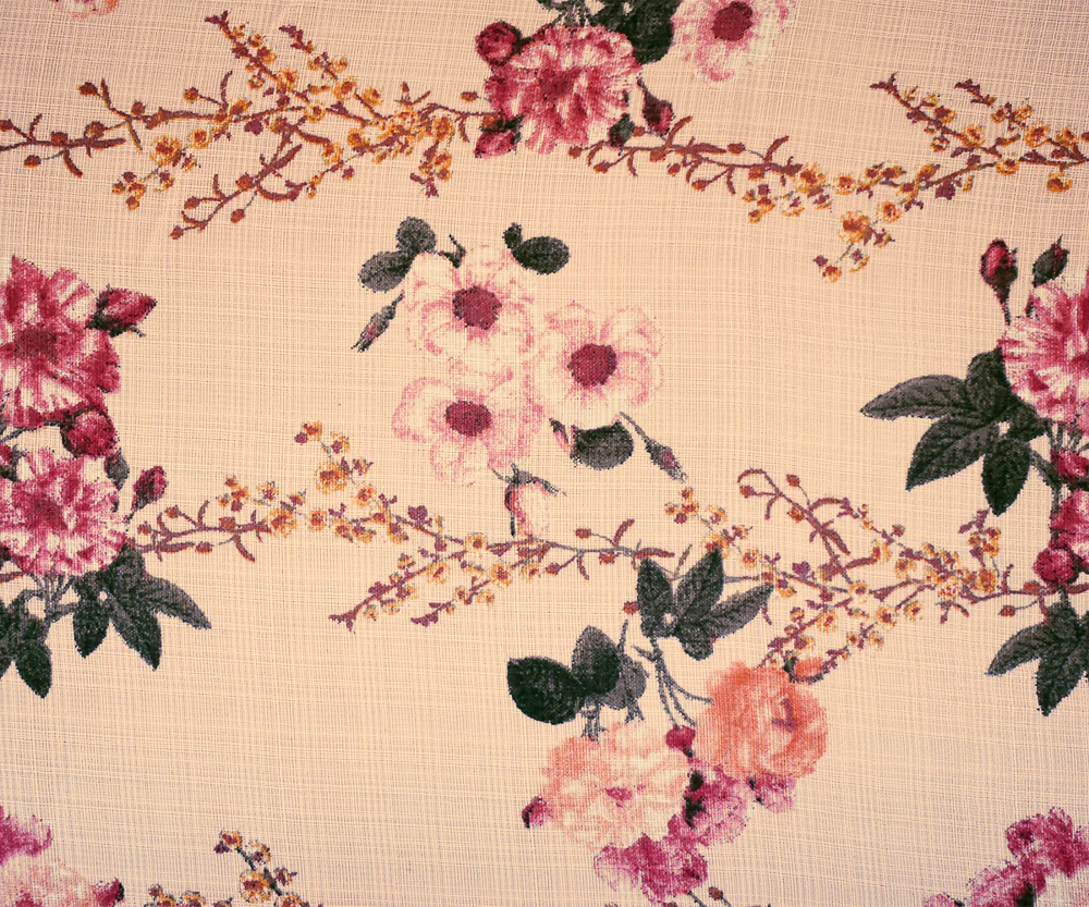 Light Orange-Multi Nylon Floral Printed Sheer Woven Fabric - Image 3