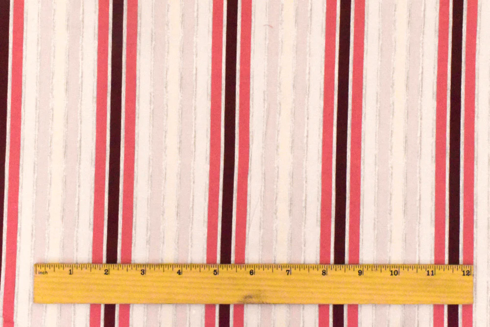 Light Pink-Gray-Multi Stripe Printed Stretch Cotton Poplin Woven Fabric - Image 5