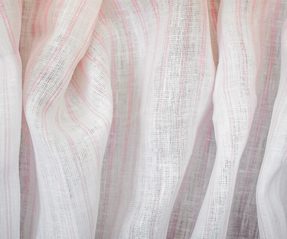 Light Pink-White Spence Bryson Stripe Irish Linen Slub Woven Fabric - Image 2