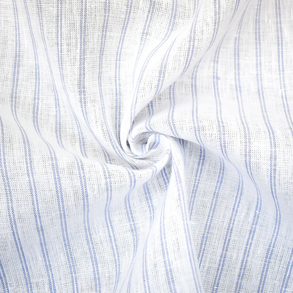 Light Purple-White Spence Bryson Striped Irish Linen Woven Fabric