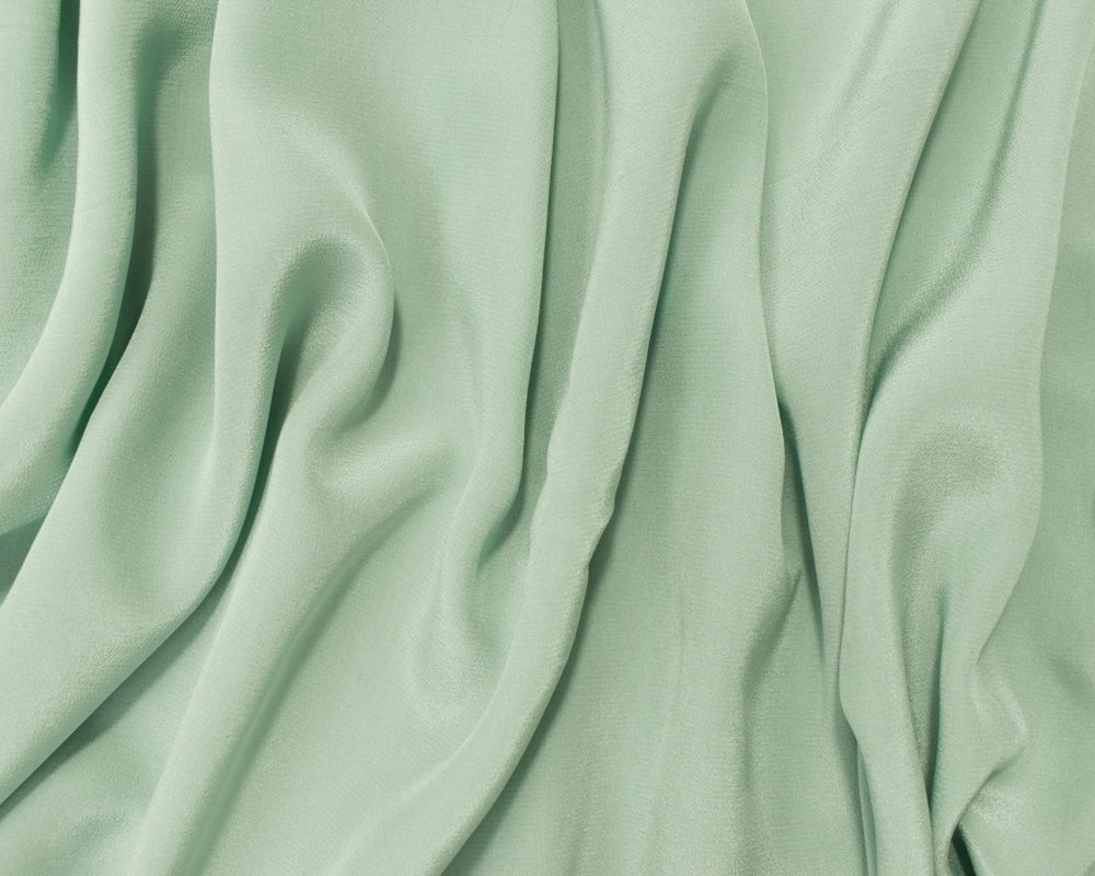 Light Teal Silk Famous Designer Crepe De Chine Woven Fabric - Image 3