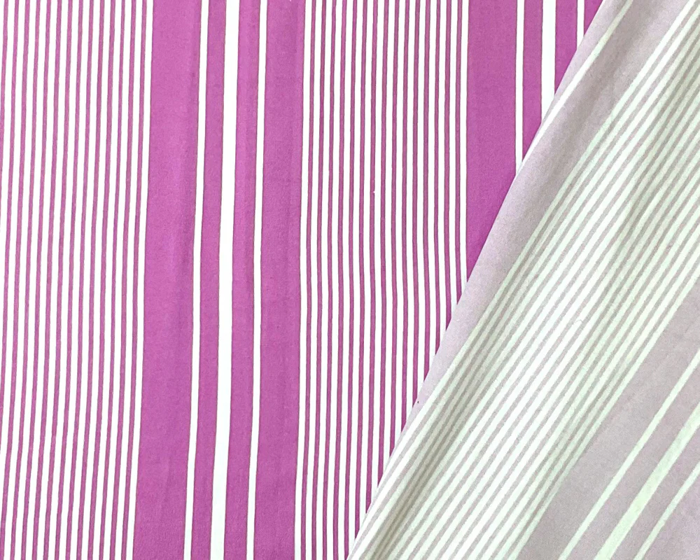 Lilac Purple Poly Stretch Vertical Stripe Print DB Jersey Knit Fabric - Image 2