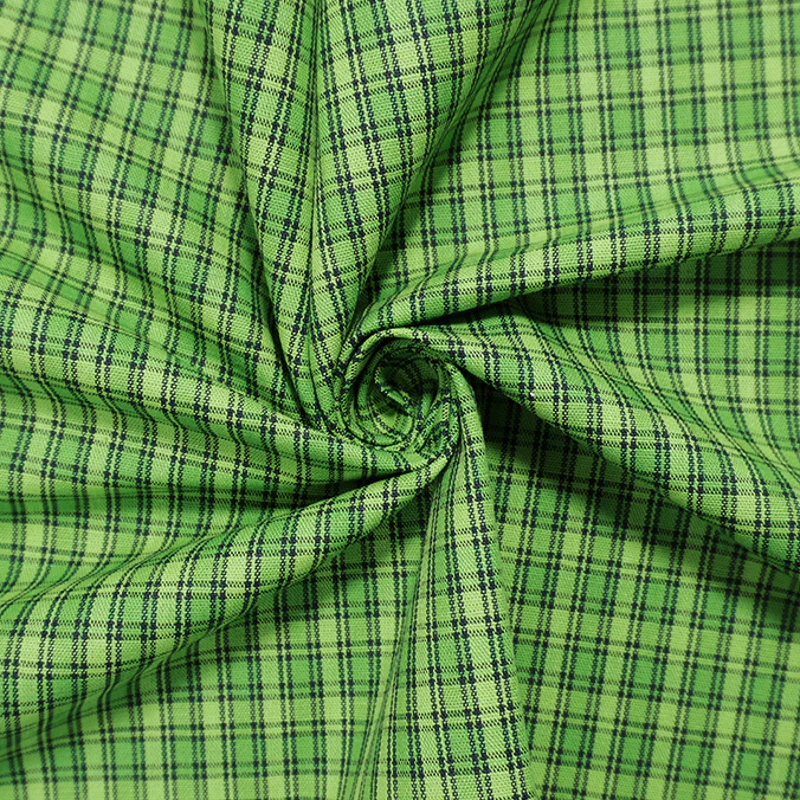 Lime Green Cotton Plaid Check Madras Woven Fabric