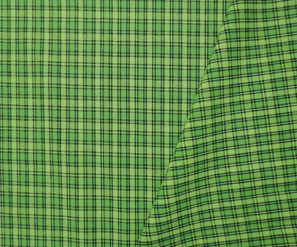 Lime Green Cotton Plaid Check Madras Woven Fabric - Image 2