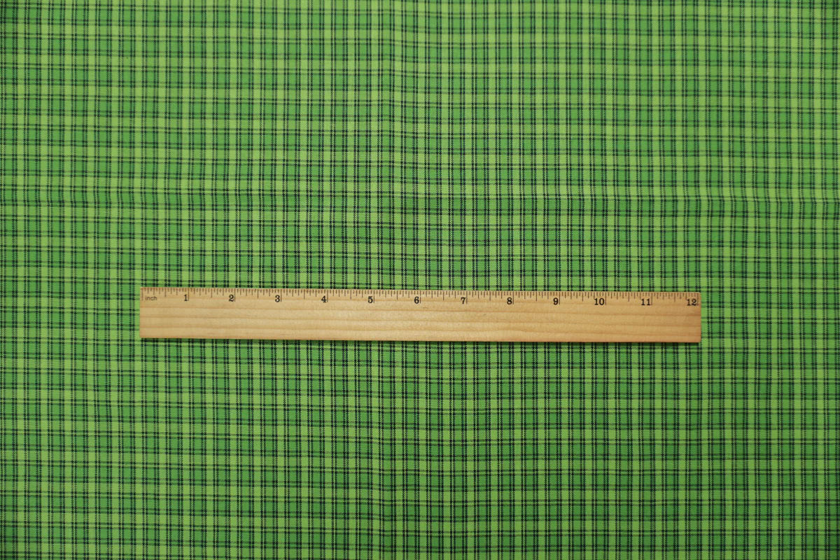 Lime Green Cotton Plaid Check Madras Woven Fabric - Image 5