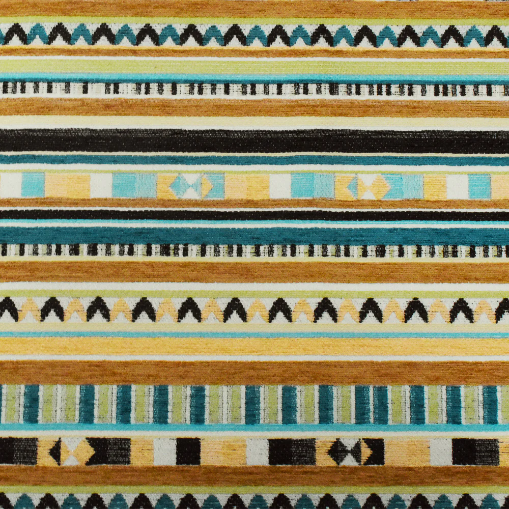 Lime-Multi Aztec Stripe Jacquard Poly Chenille Home Decorating Fabric
