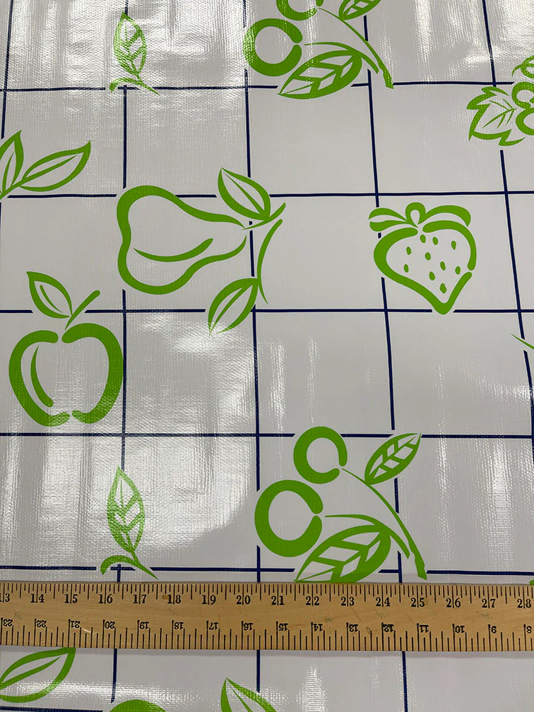 Lime Navy Check Oilcloth Fabric - Reorderable - Image 2