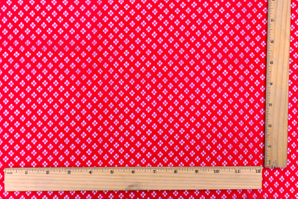 Lipstick Red Diamond Crochet Lace Knit Fabric - Image 5