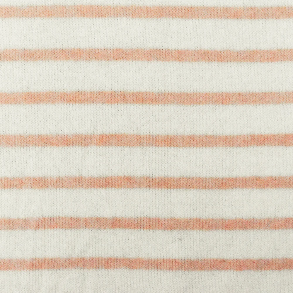 Lovely Peach-White Stripe Stretch Brushed Jersey Knit Fabric