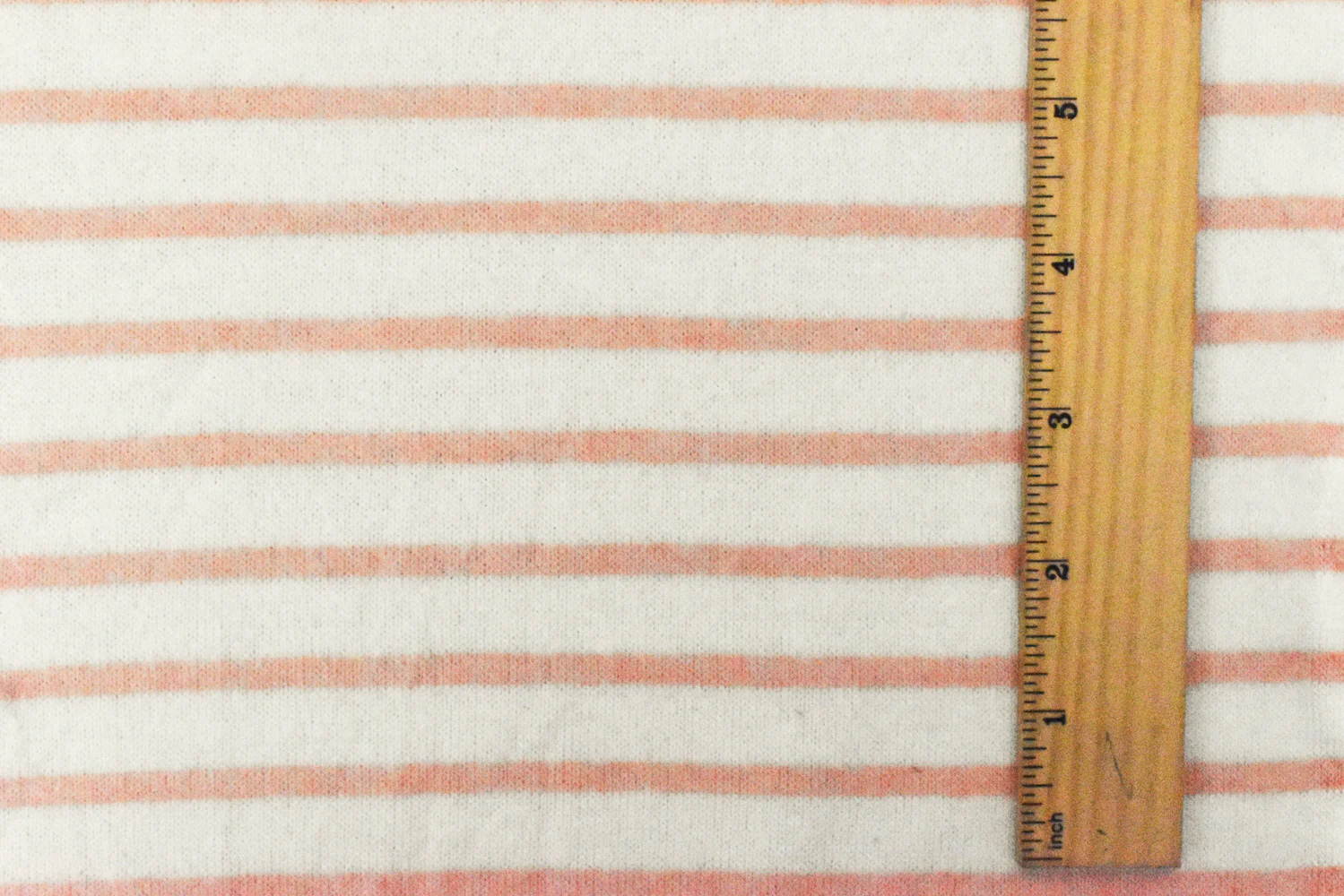 Lovely Peach-White Stripe Stretch Brushed Jersey Knit Fabric - Image 4