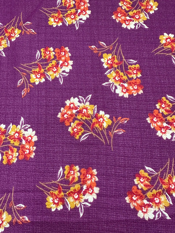 Magenta Floral Print Ripstop Look Poly Chiffon Fabric - Image 3