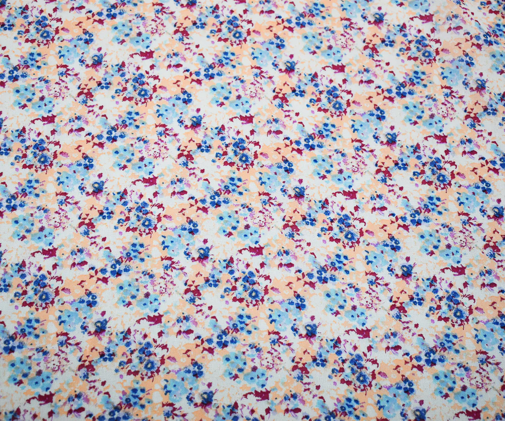 Magenta Purple-Blue-Multi Ditsy Floral Printed Poly Chiffon Woven Fabric - Image 3