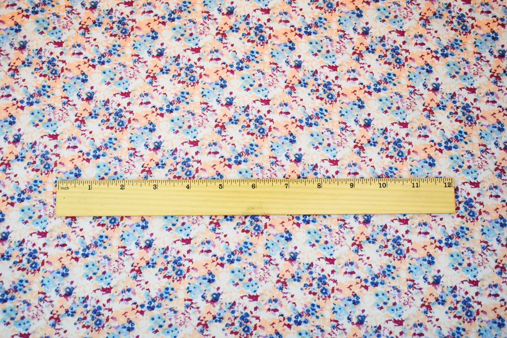 Magenta Purple-Blue-Multi Ditsy Floral Printed Poly Chiffon Woven Fabric - Image 4