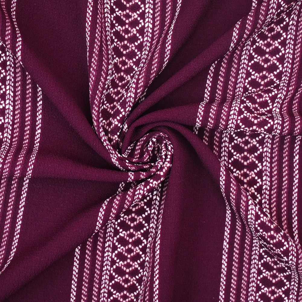 Magenta Purple-White Aztec Stripe Printed Poly Crepe Georgette Fabric