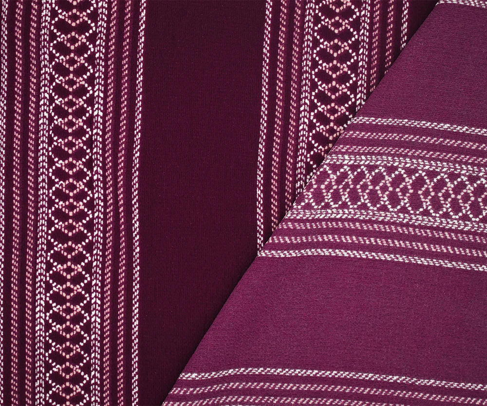 Magenta Purple-White Aztec Stripe Printed Poly Crepe Georgette Fabric - Image 3