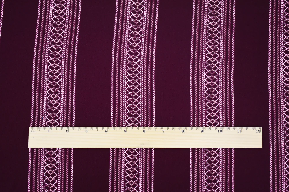 Magenta Purple-White Aztec Stripe Printed Poly Crepe Georgette Fabric - Image 5