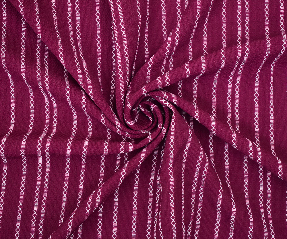 Magenta-White Mini Aztec Stripe Pattern Printed Poly Crepe Georgette Fabric - Image 3