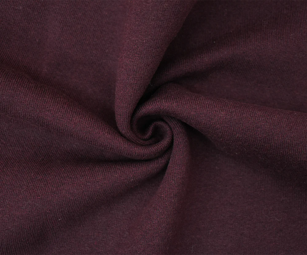 Maroon Red Cotton Wool Stretch Spandex Sweatshirt Fleece Knit Fabric - Image 3