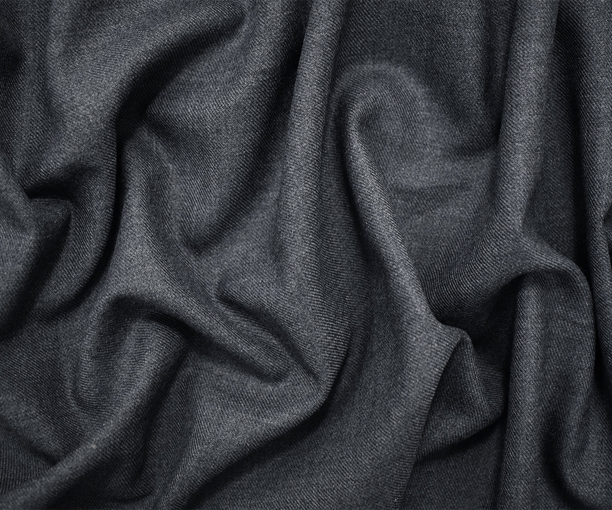 Medium Gray Wool-Poly Texture Twill Woven Suiting Fabric - Image 2