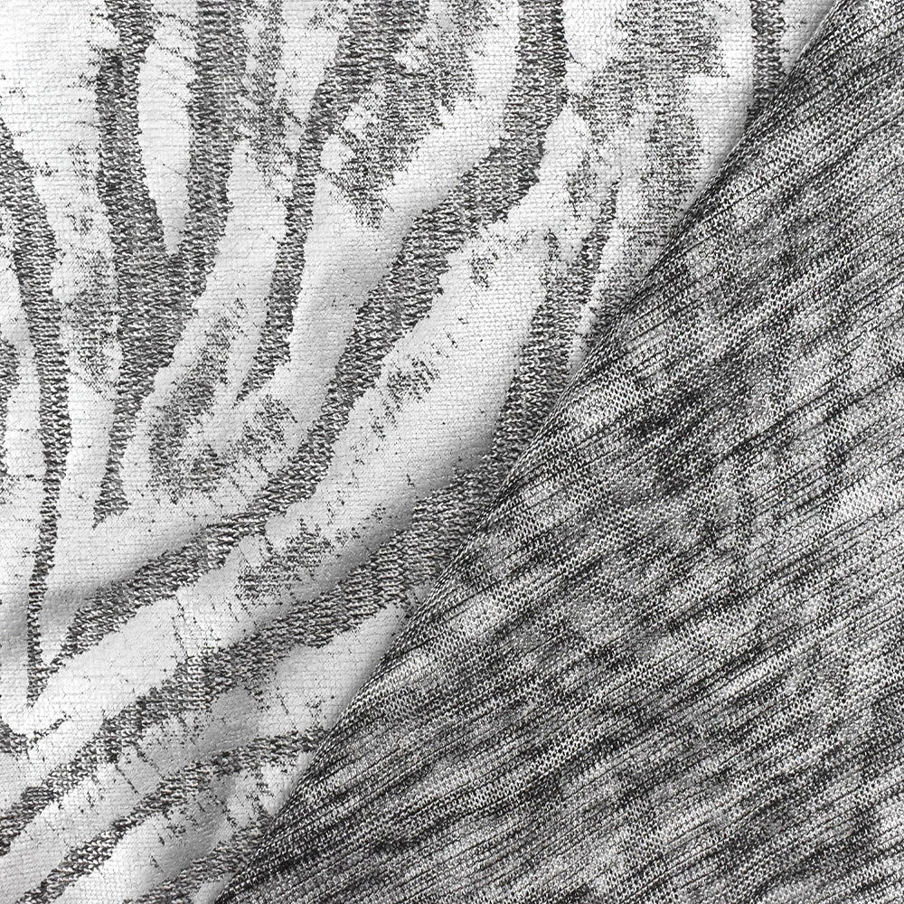 Metallic Silver-Black Tiger Printed Stretch Jersey Knit Fabric - Image 4