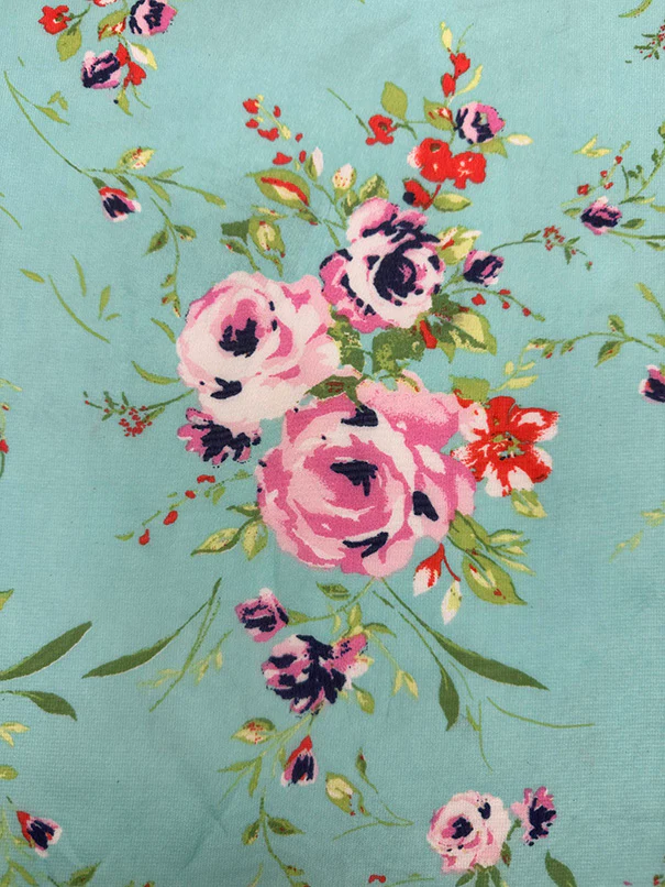 Mint Green Floral Print Poly Chiffon Fabric - Image 2