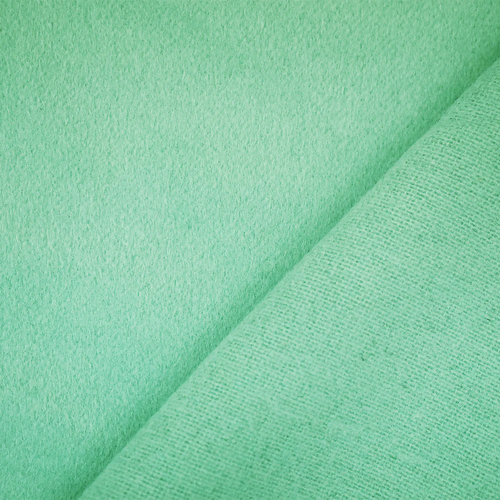 Mint Green Melton Wool-Poly Blend Solid Brush Double Woven Fabric