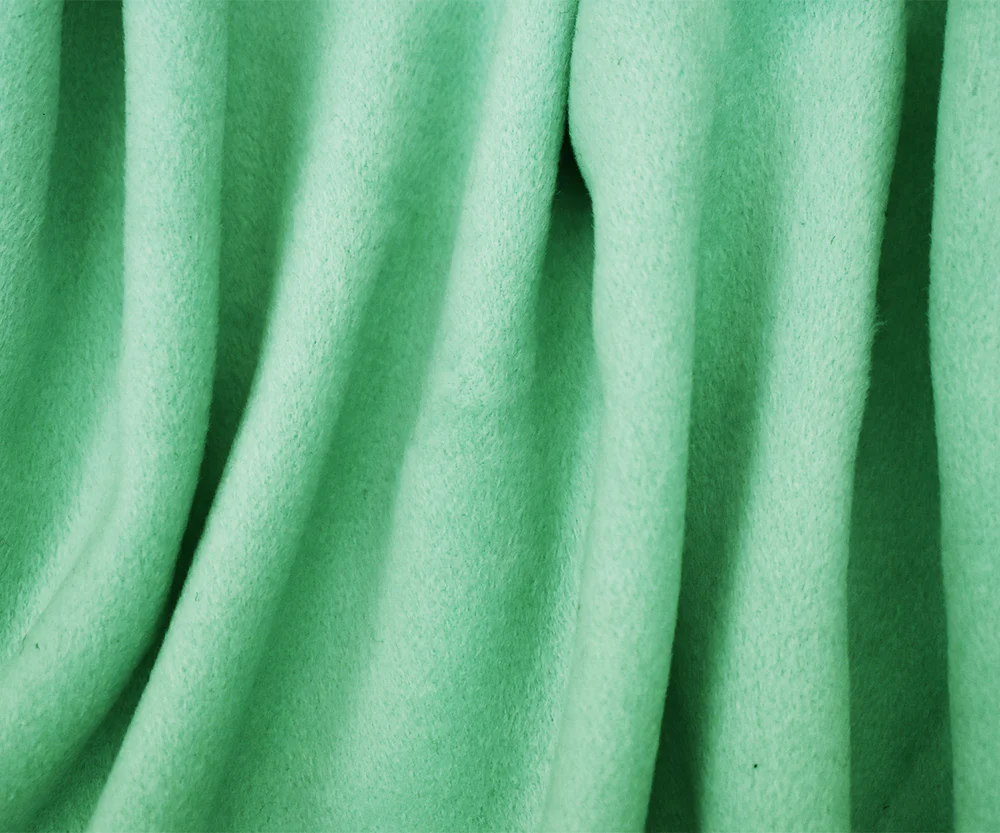 Mint Green Melton Wool-Poly Blend Solid Brush Double Woven Fabric - Image 2