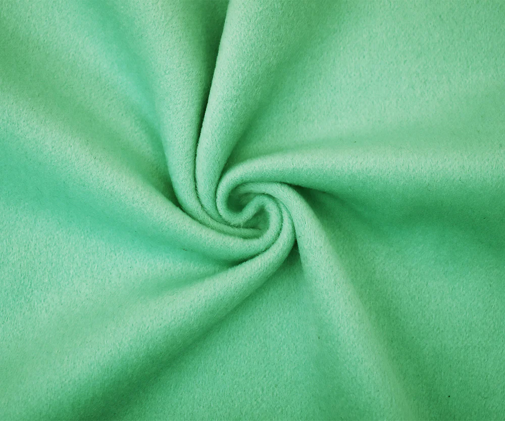 Mint Green Melton Wool-Poly Blend Solid Brush Double Woven Fabric - Image 3