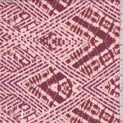 Mulberry/Blush Zig Zag Diamond Chiffon Fabric
