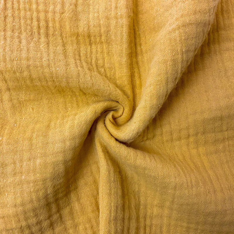 Mustard Yellow Cotton Solid Double Gauze Reorderable Woven Fabric