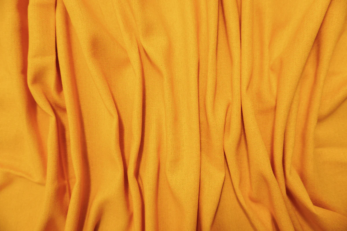 Mustard Yellow Washed Rayon Linen Solid Reorderable Woven Fabric - Image 3