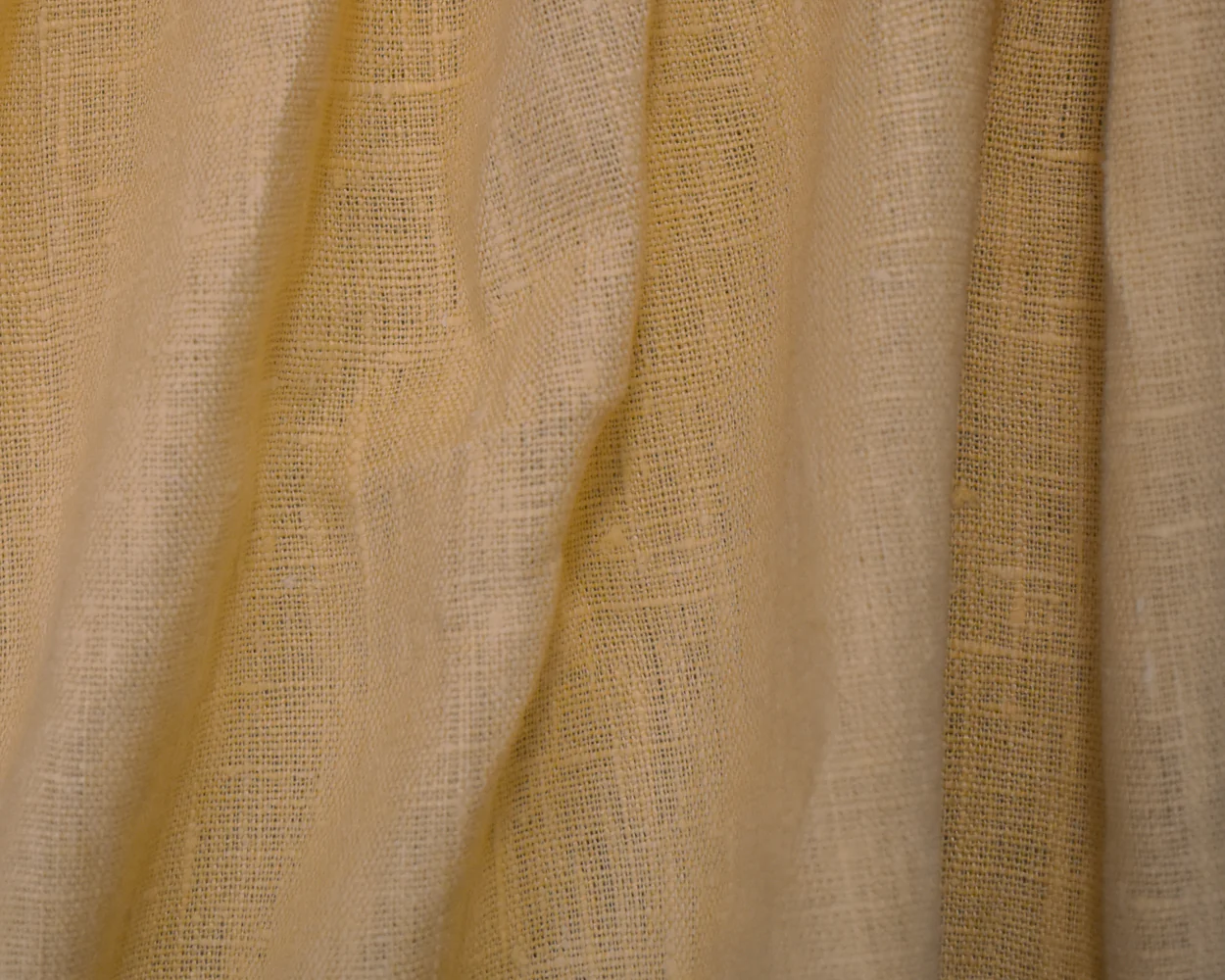 Natural Beige Linen Cross Hatch Slub Solid Woven Fabric - Image 3