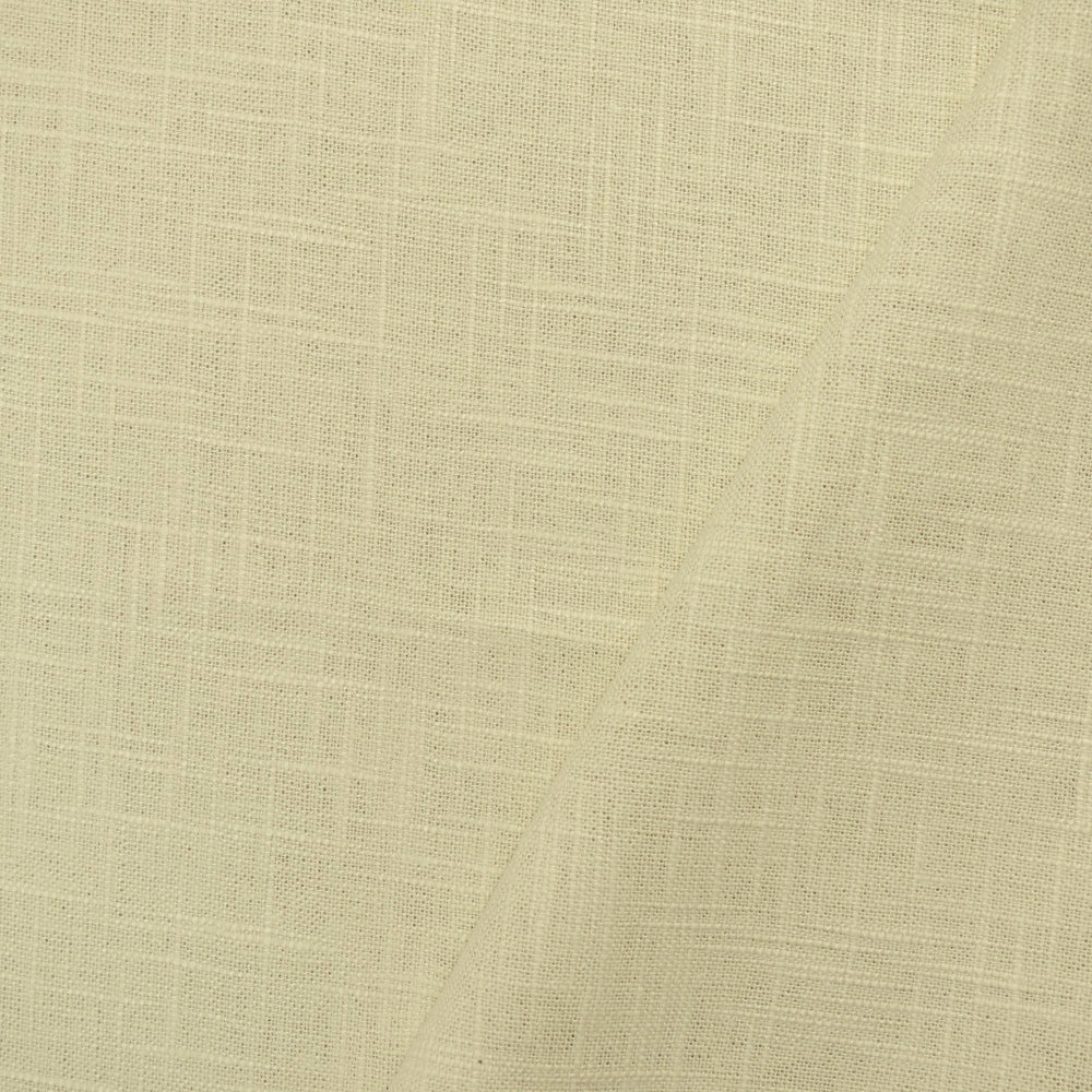 Natural Beige Linen-Viscose Cross Hatch Slubbed Solid Hopsack Woven Fabric