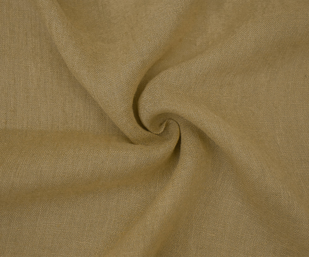 Natural Beige Washed Semi-Sheer Solid Linen Woven Fabric - Image 3