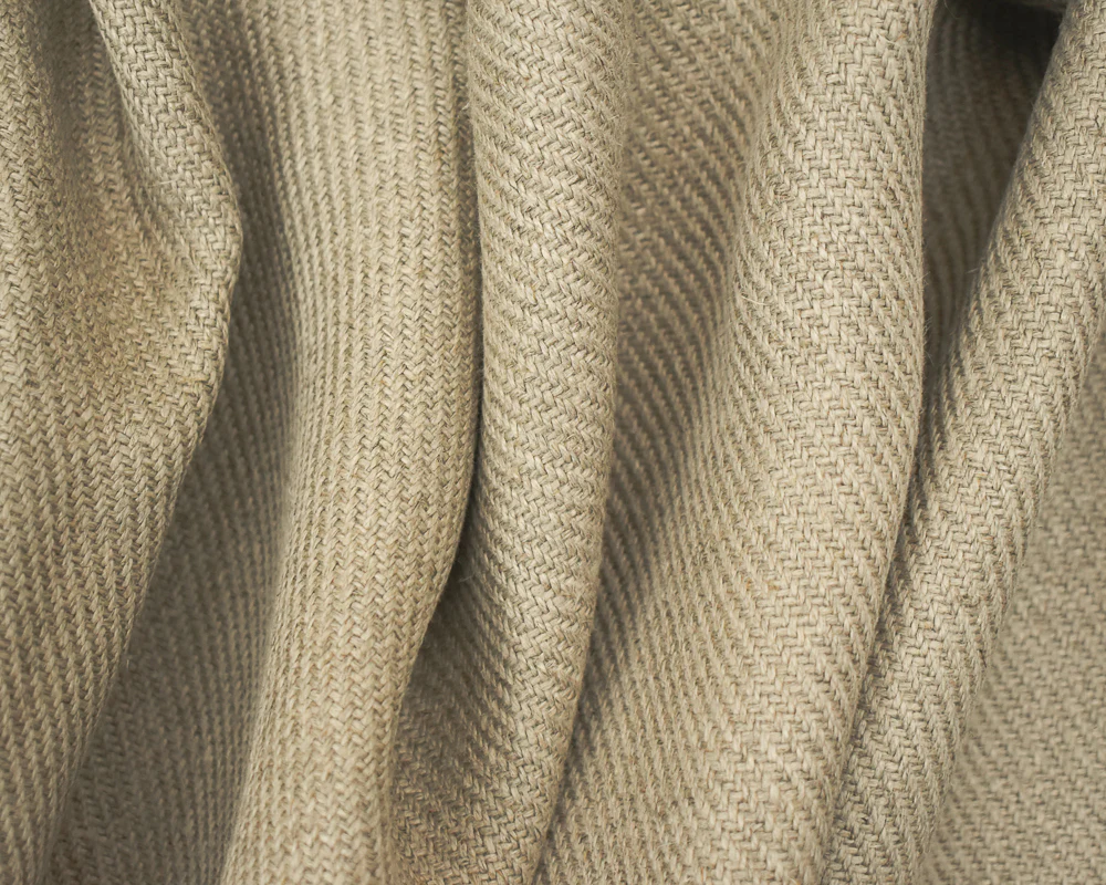 Natural Brown Moygashel Twill Irish Linen Solid Woven Home Decorating Fabric - Image 2