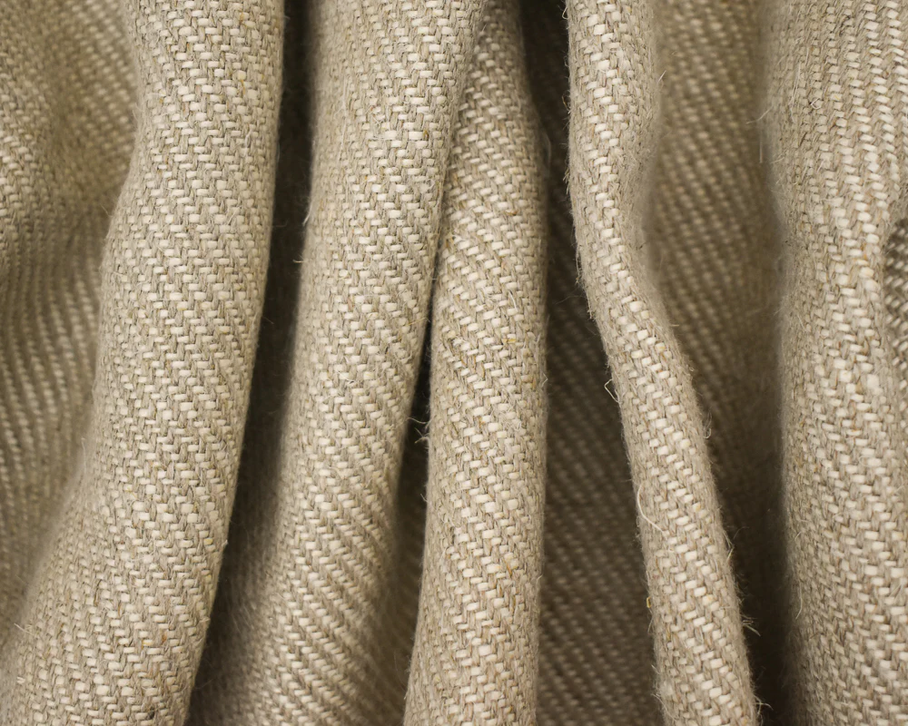Natural Brown-White Moygashel Twill Irish Linen Woven Home Decorating Fabric - Image 2