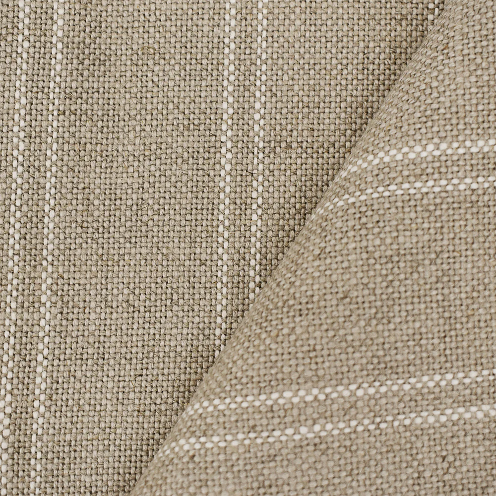 Natural-White Moygashel Stripe Woven Irish Linen Home Decorating Fabric - Image 2