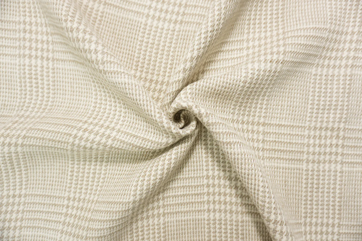 Natural White-Taupe Washed Linen Glen Plaid Home Decorating Fabric - Image 2