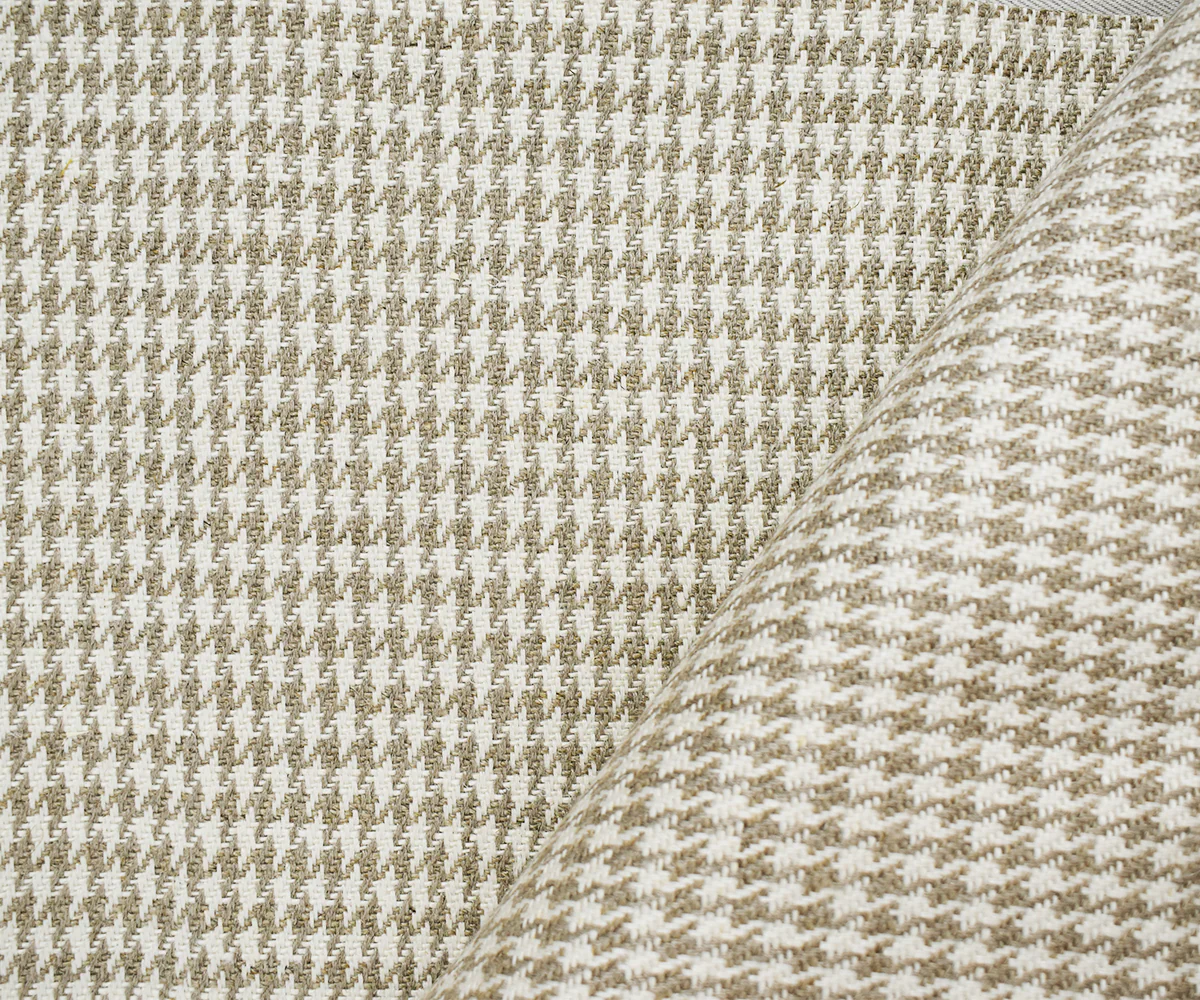 Natural White-Taupe Washed Linen Houndstooth Home Decor Fabric - Image 2