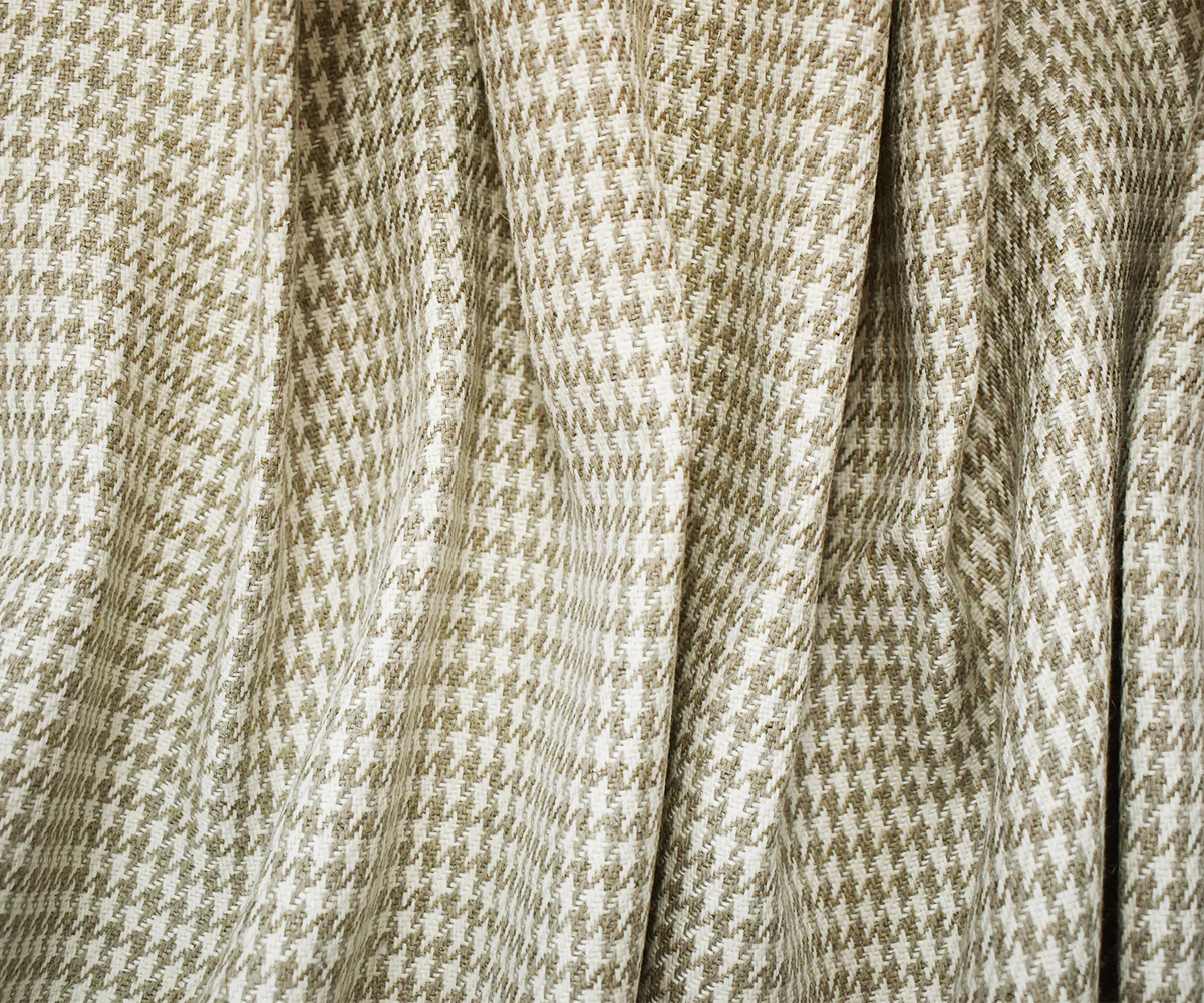 Natural White-Taupe Washed Linen Houndstooth Home Decor Fabric - Image 3