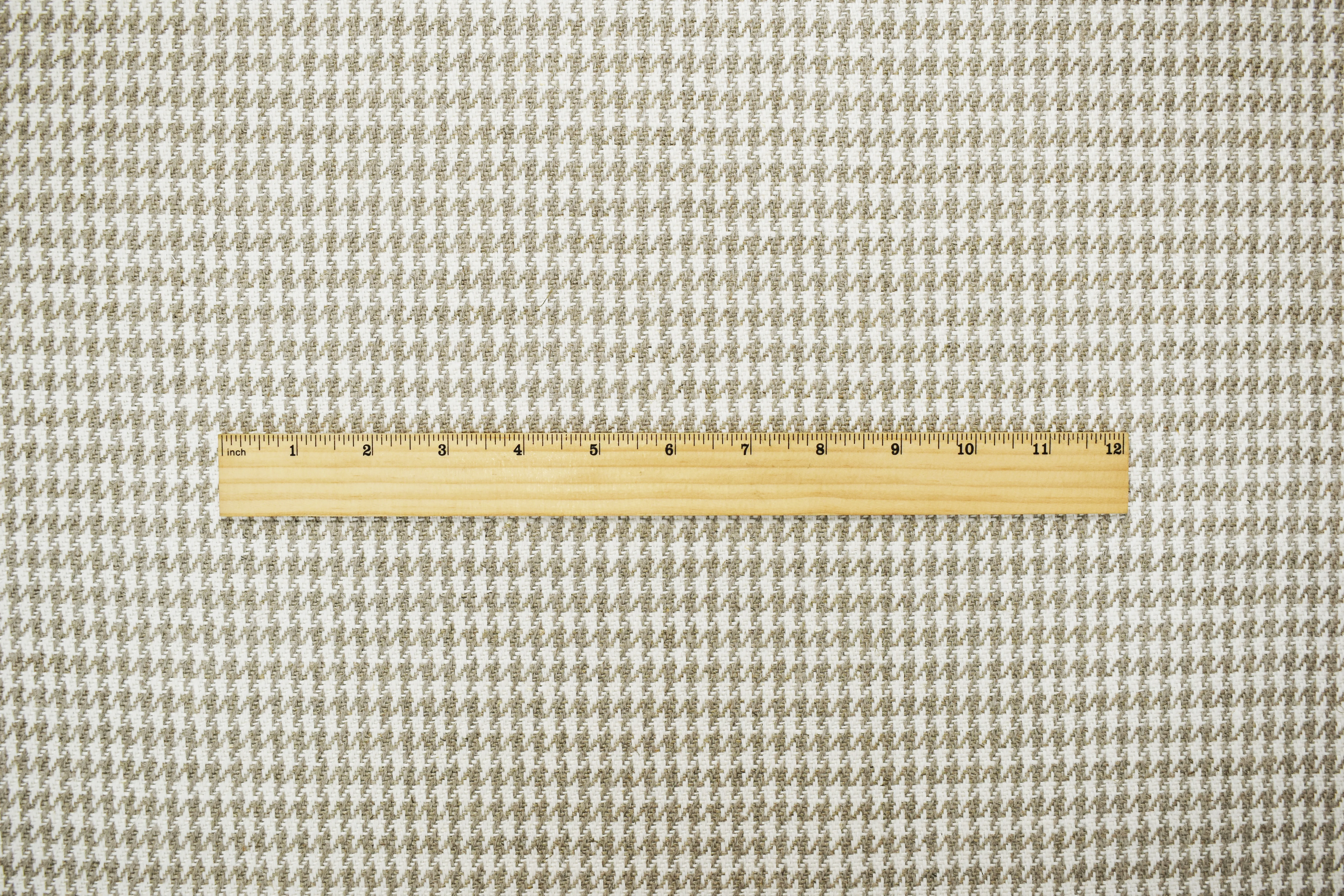 Natural White-Taupe Washed Linen Houndstooth Home Decor Fabric - Image 5