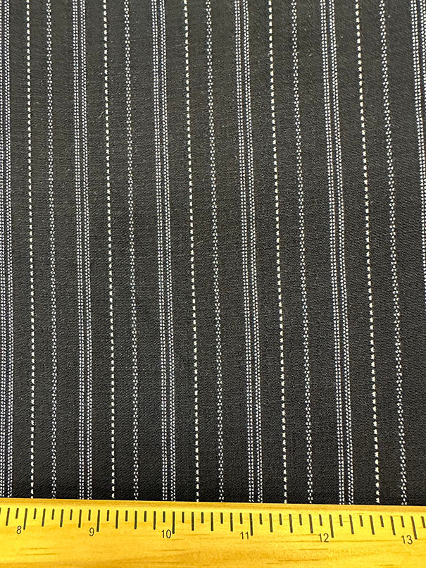 Navy Blue and White Stripe Shirting Fabric - Image 3