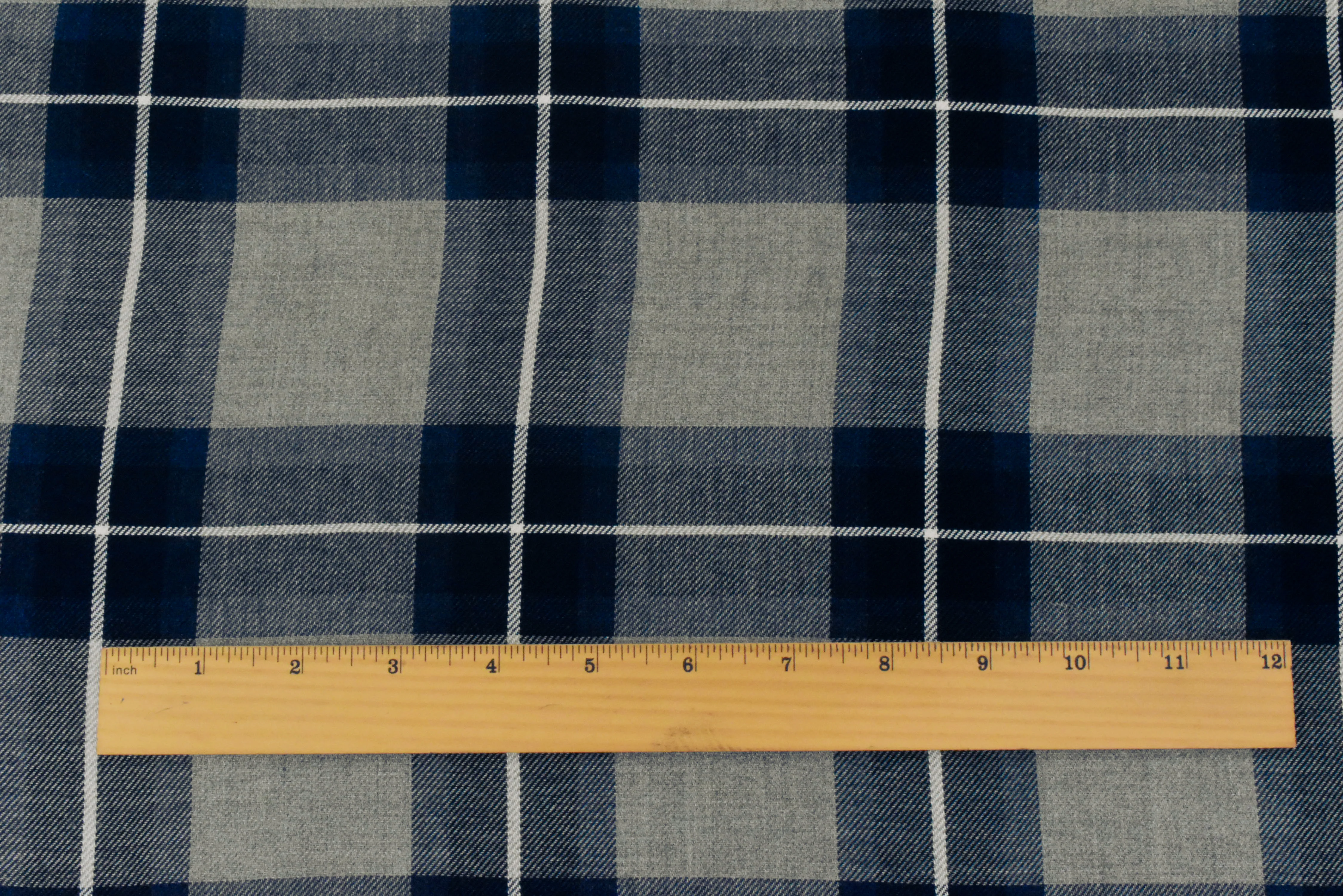 Navy Blue-Gray-White Famous Maker Cotton Brushed Flannel Fabric - Image 5
