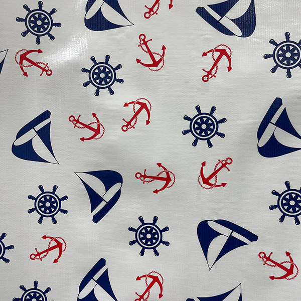 Navy Blue Nautical Oilcloth Fabric - Reorderable