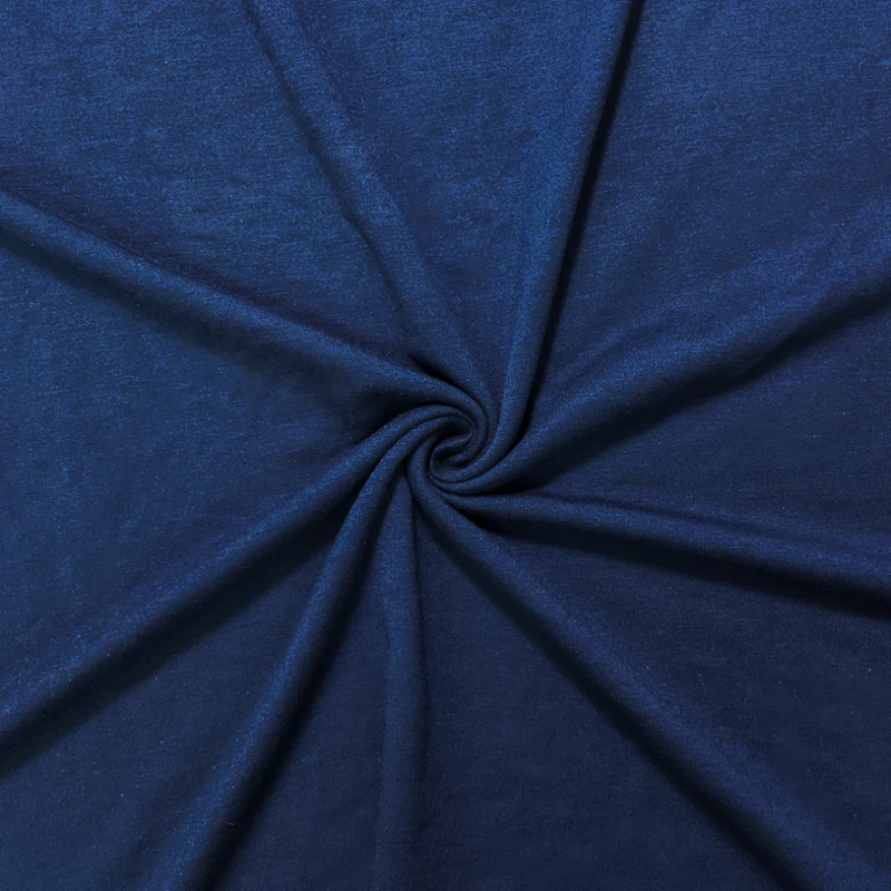 Navy Blue Poly Cotton Spandex Solid Baby French Terry Knit Fabric