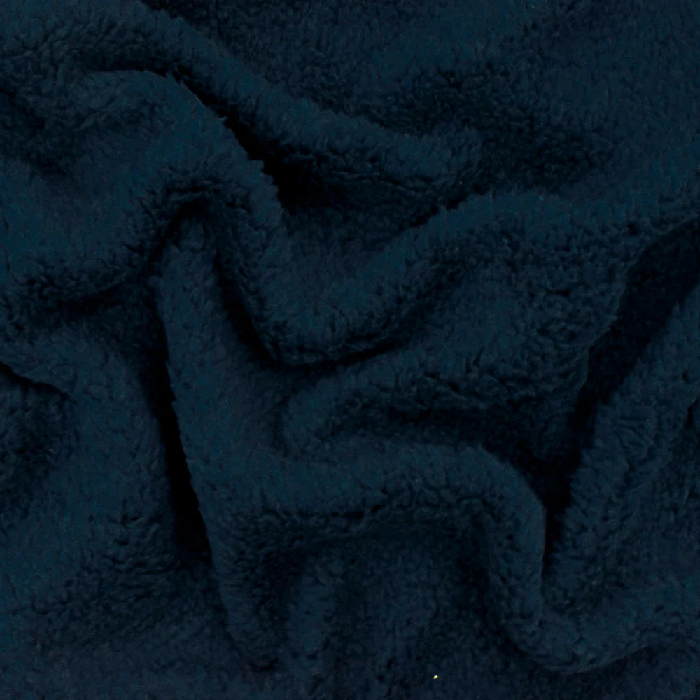 Navy Blue Stretch Berber Fleece Knit Fabric - Image 3