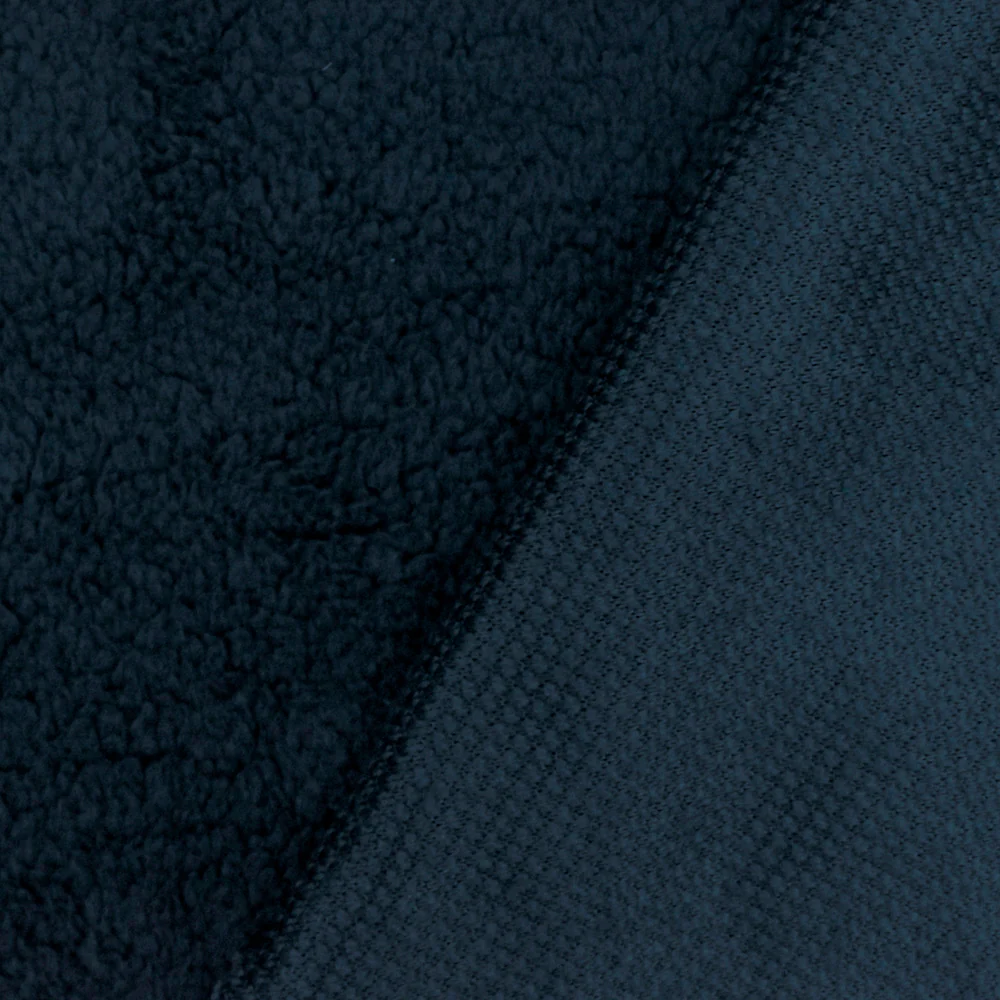 Navy Blue Stretch Berber Fleece Knit Fabric - Image 4
