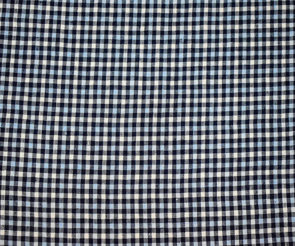 Navy-Blue-White Spence Bryson Washed Gingham Plaid Irish Linen Woven Fabric - Image 4