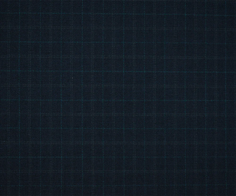 Navy-Gray-Green Wool Polyester Check Pattern Shirting Woven Fabric - Image 4