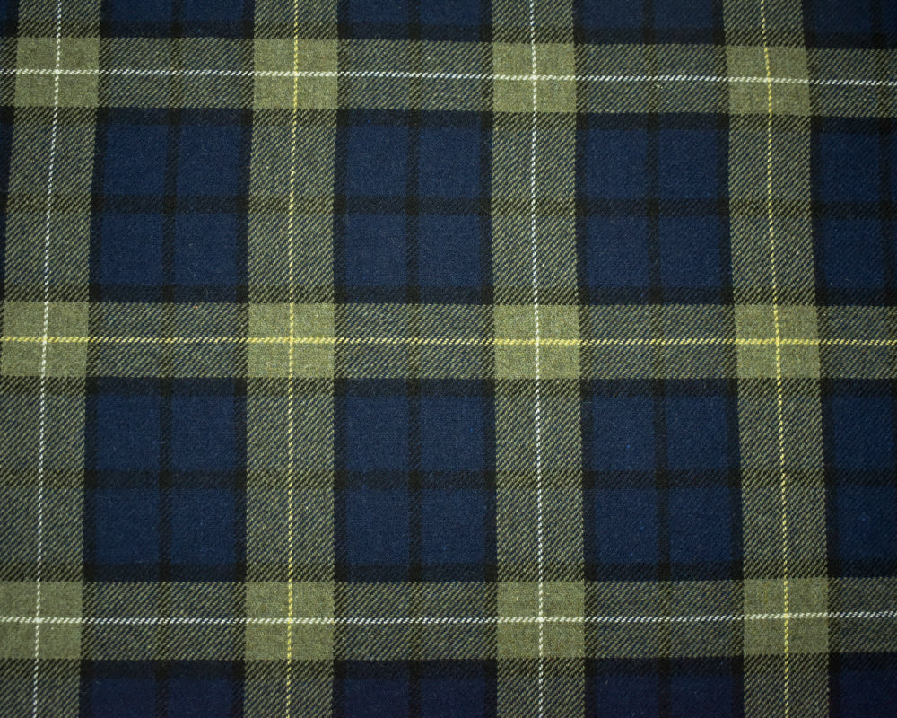 Navy-Green-Multi Wool-Poly Plaid Twill Woven Jacketing Fabric - Image 4